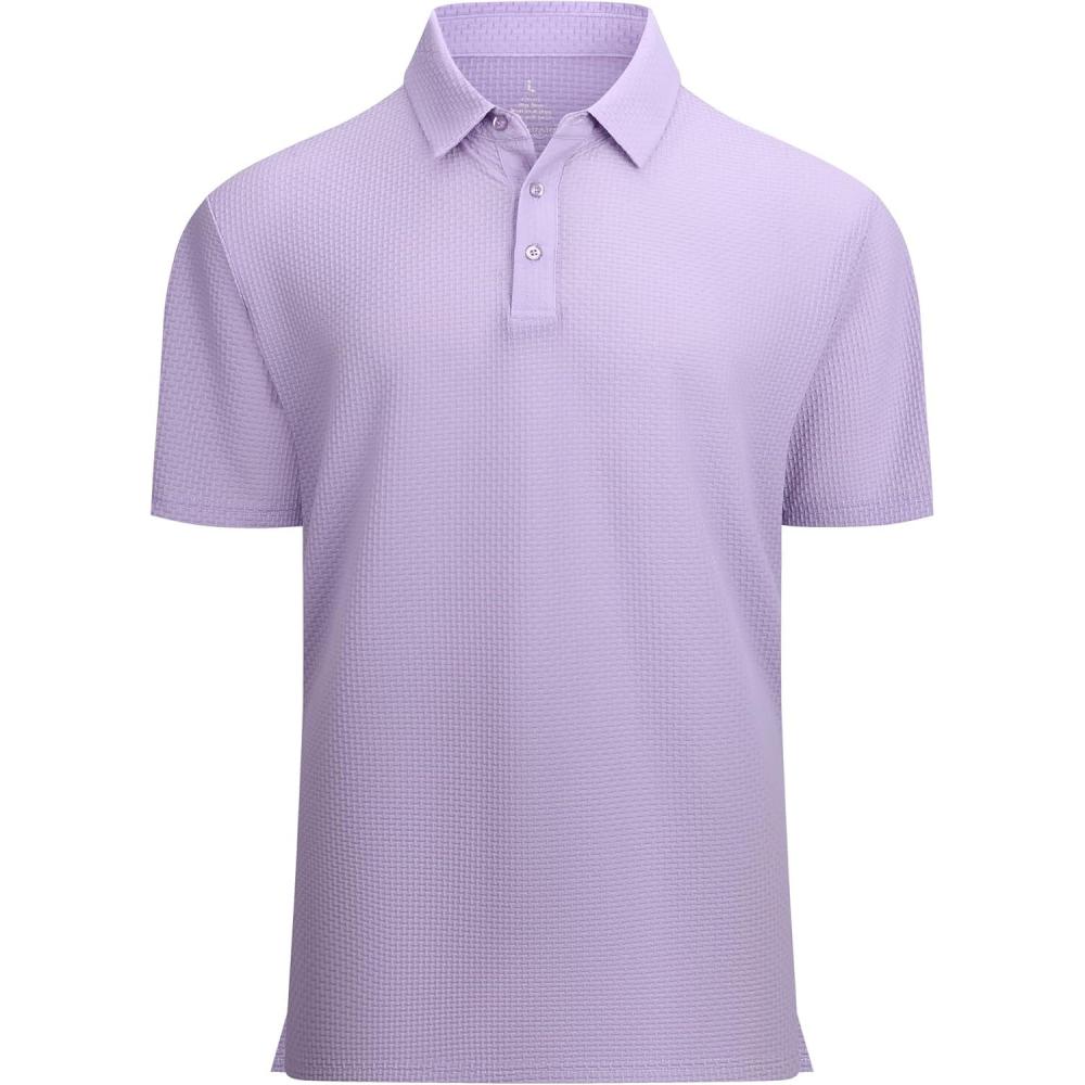 imageAlex Vando Mens Bubble Jacquard Polo Shirt Super Stretch Short Sleeve Polo Shirts for MenPurple