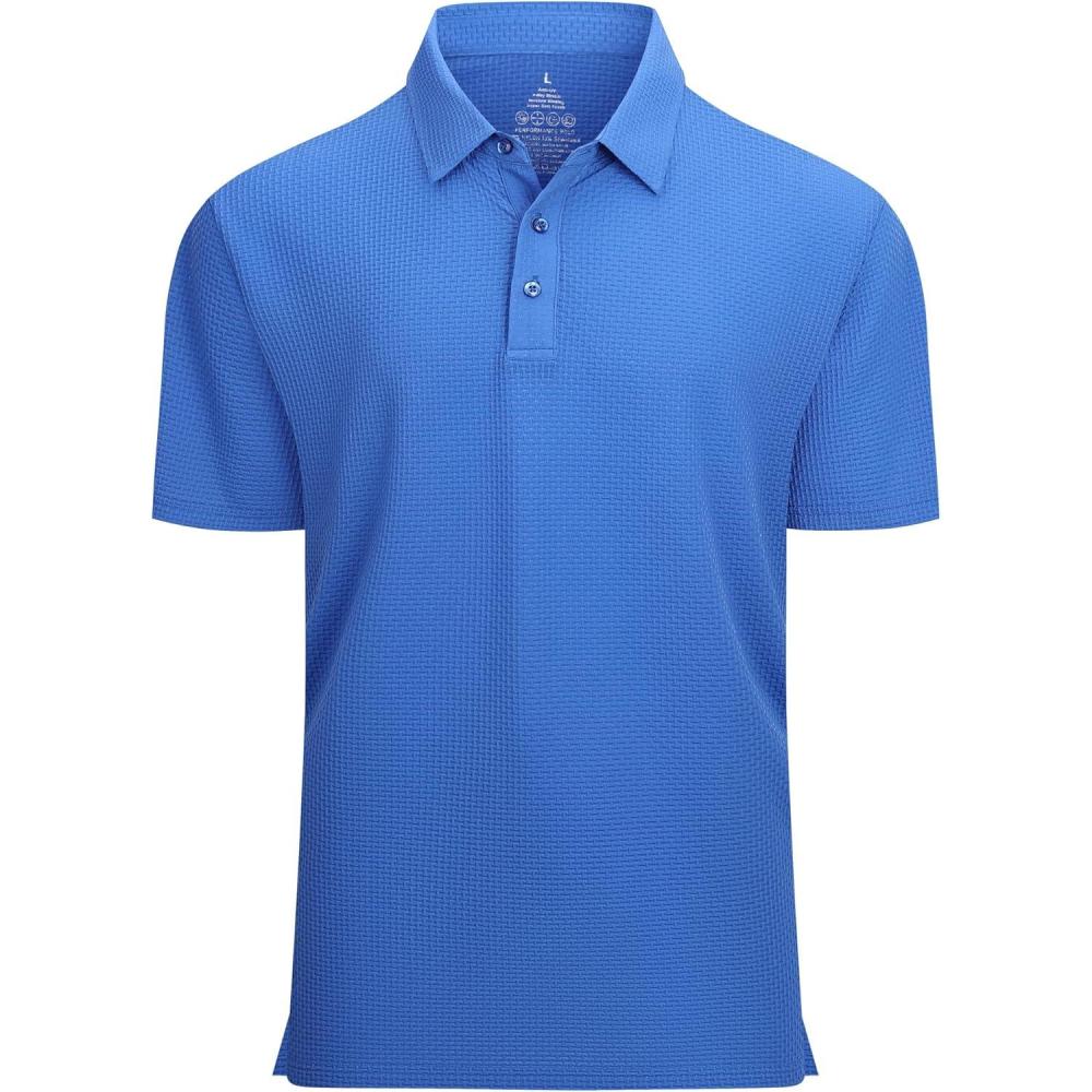 imageAlex Vando Mens Bubble Jacquard Polo Shirt Super Stretch Short Sleeve Polo Shirts for MenRoyal