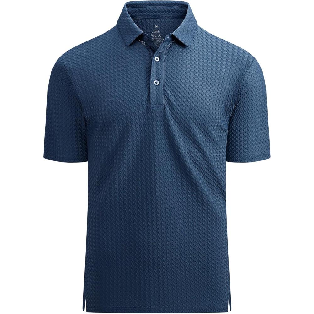 imageAlex Vando Mens Bubble Jacquard Polo Shirt Super Stretch Short Sleeve Polo Shirts for MenTeal 02
