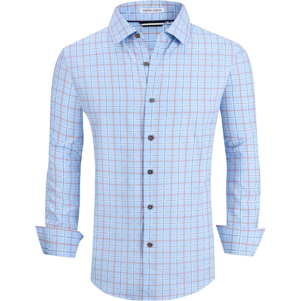 imageAlex Vando Mens Button Down Shirts Wrinkle Free 4Way Stretch Print Business Casual Shirt138 Blue