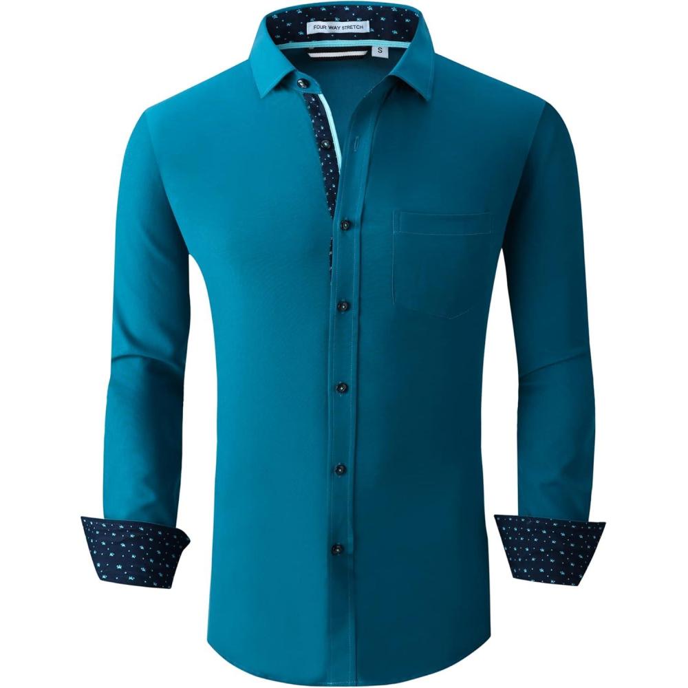 imageAlex Vando Mens Dress Shirt Wrinkle Free Regular Fit 4Way Stretch Button Down ShirtsGreen
