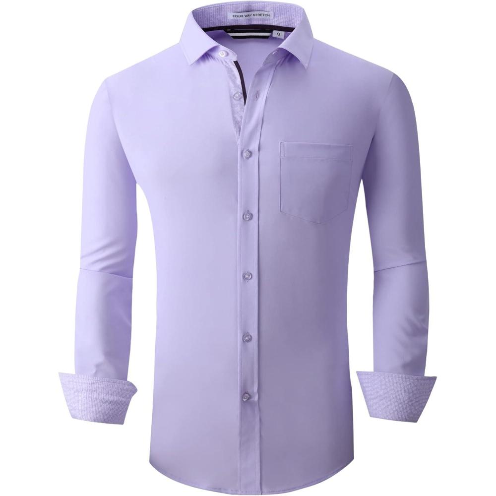 imageAlex Vando Mens Dress Shirt Wrinkle Free Regular Fit 4Way Stretch Button Down ShirtsPurple