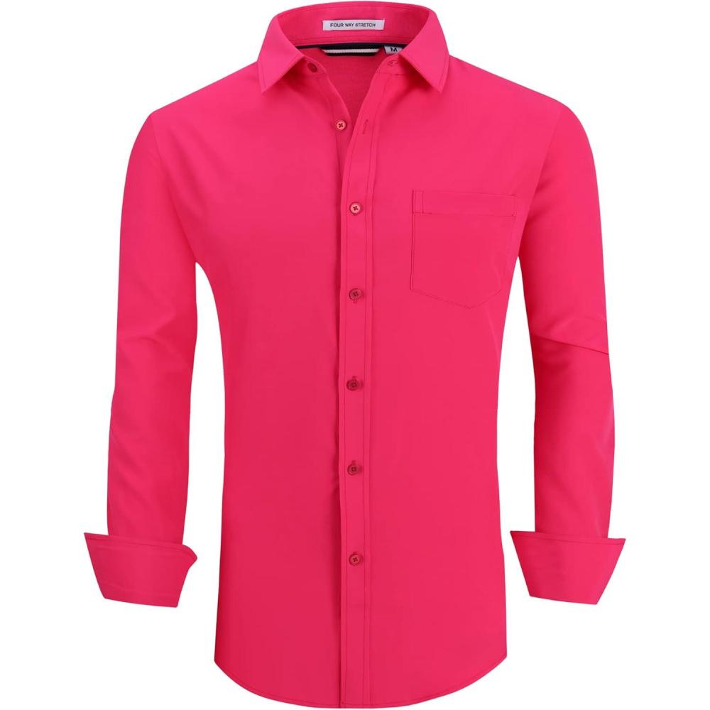 imageAlex Vando Mens Dress Shirt Wrinkle Free Regular Fit 4Way Stretch Button Down ShirtsRose