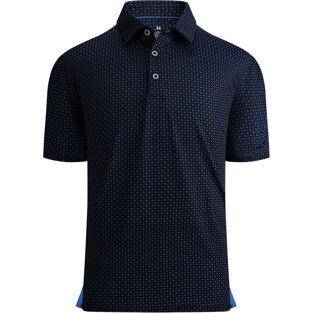 imageAlex Vando Mens Golf Shirt Moisture Wicking QuickDry Print Performance Polo Shirts for MenBlack Dots