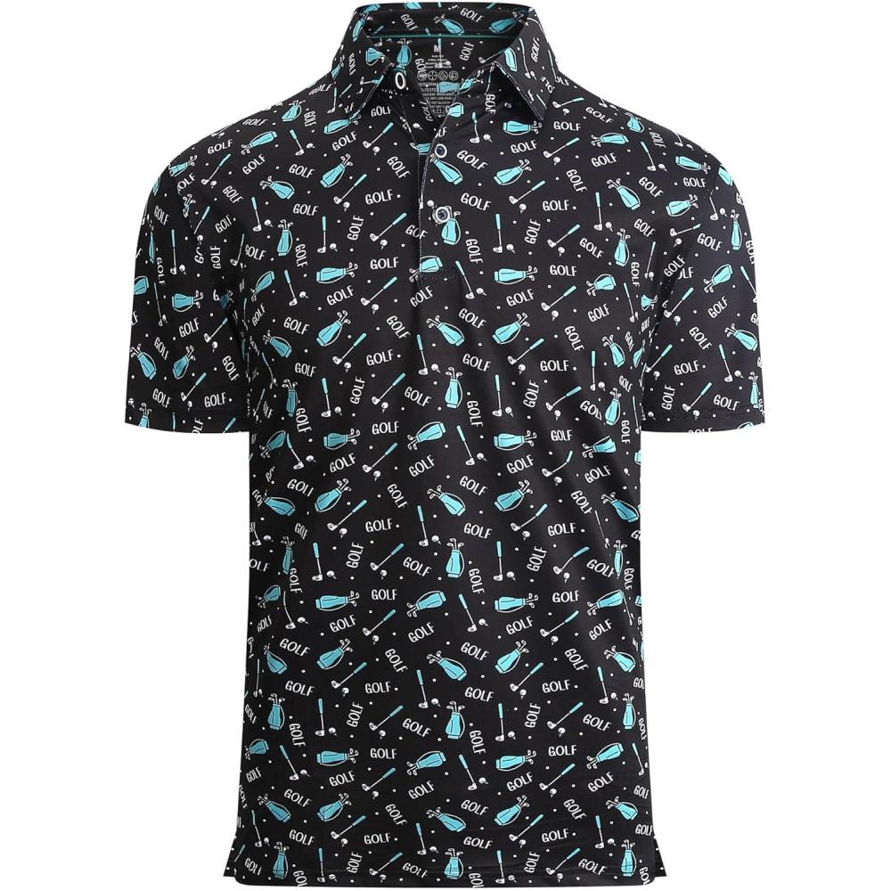 imageAlex Vando Mens Golf Shirt Moisture Wicking QuickDry Print Performance Polo Shirts for MenBlack Golf Club Bag