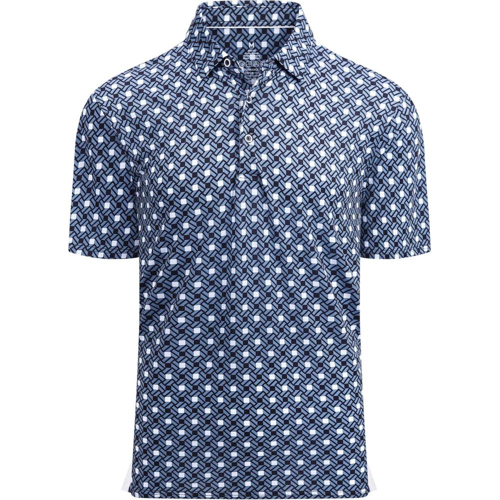imageAlex Vando Mens Golf Shirt Moisture Wicking QuickDry Print Performance Polo Shirts for MenBlack Square