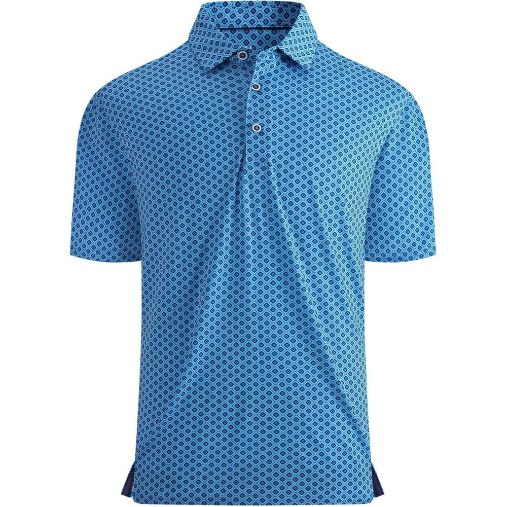 imageAlex Vando Mens Golf Shirt Moisture Wicking QuickDry Print Performance Polo Shirts for MenBlue Navy Square