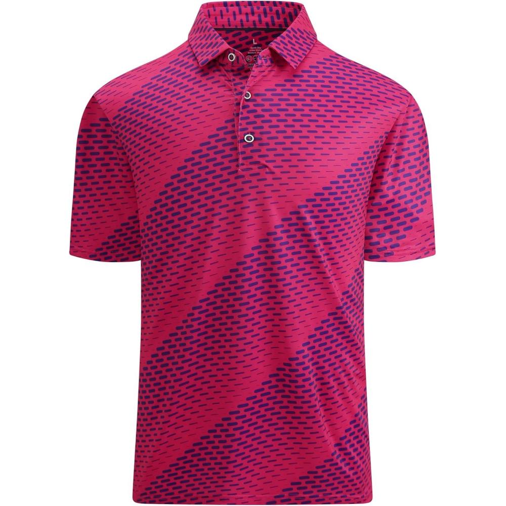 imageAlex Vando Mens Golf Shirt Moisture Wicking QuickDry Print Performance Polo Shirts for MenBlue Roundrect