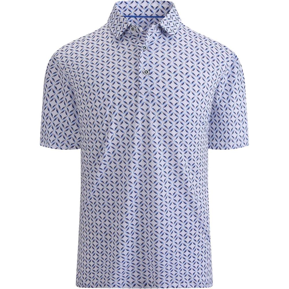 imageAlex Vando Mens Golf Shirt Moisture Wicking QuickDry Print Performance Polo Shirts for MenBlue Square