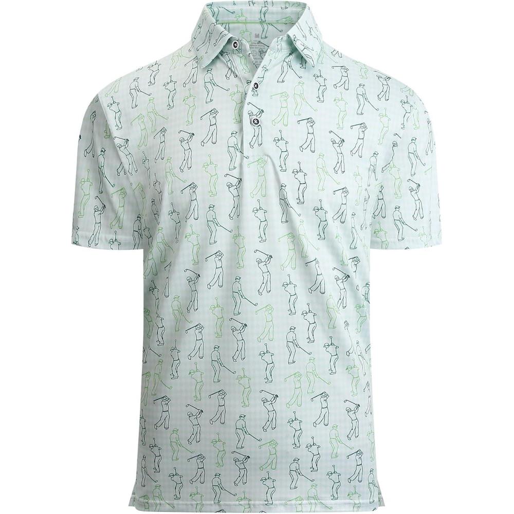 imageAlex Vando Mens Golf Shirt Moisture Wicking QuickDry Print Performance Polo Shirts for MenGreen Sweep Men