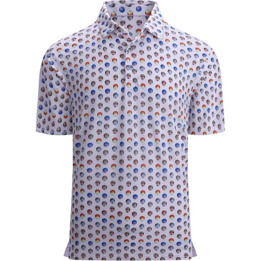 imageAlex Vando Mens Golf Shirt Moisture Wicking QuickDry Print Performance Polo Shirts for MenMulticolor Ball