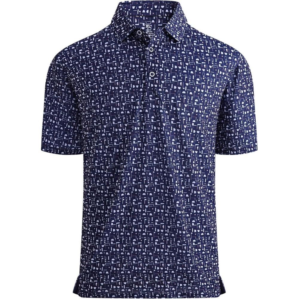 imageAlex Vando Mens Golf Shirt Moisture Wicking QuickDry Print Performance Polo Shirts for MenNavy Golf Element