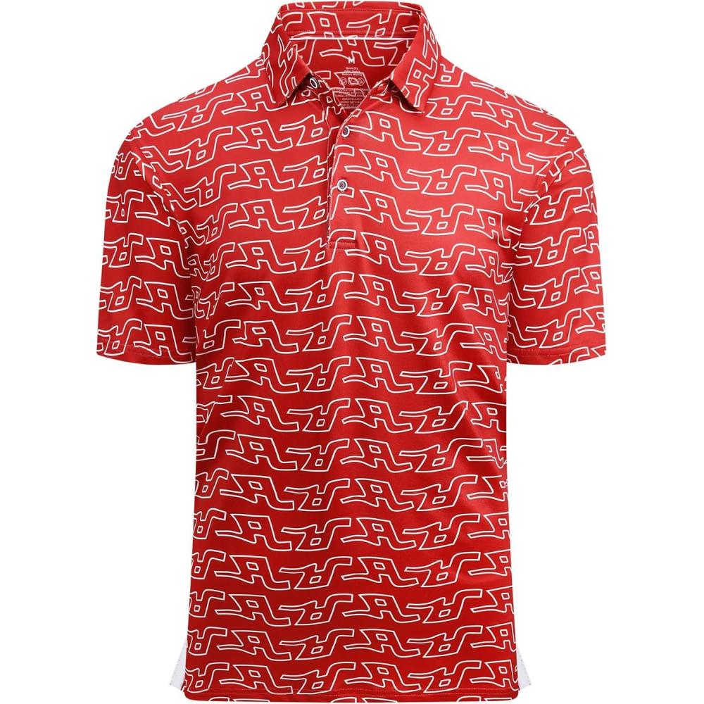 imageAlex Vando Mens Golf Shirt Moisture Wicking QuickDry Print Performance Polo Shirts for MenRed a