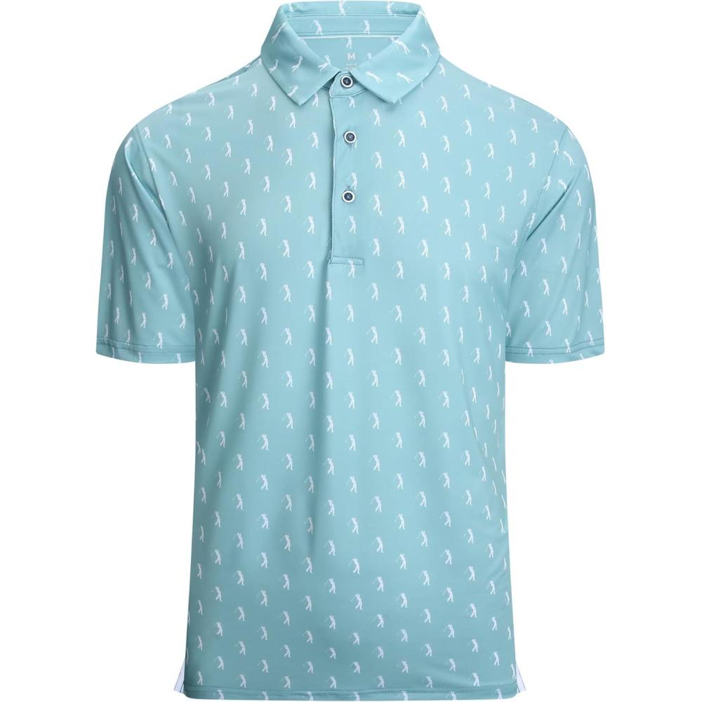 imageAlex Vando Mens Golf Shirt Moisture Wicking QuickDry Print Performance Polo Shirts for MenTeal Sweep Men