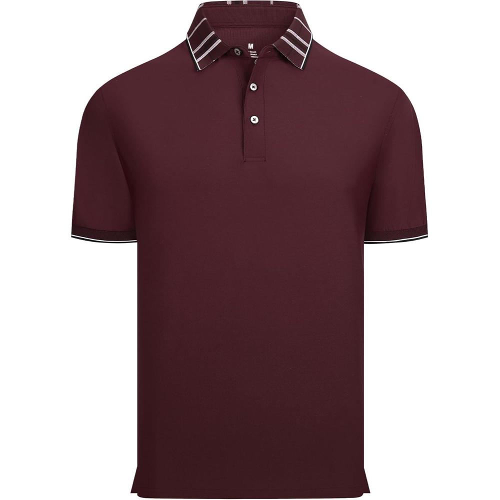 imageAlex Vando Mens Golf Shirts Moisture Wicking QuickDry Short Sleeve Fashion Designed Polo Shirts for MenBurgundy