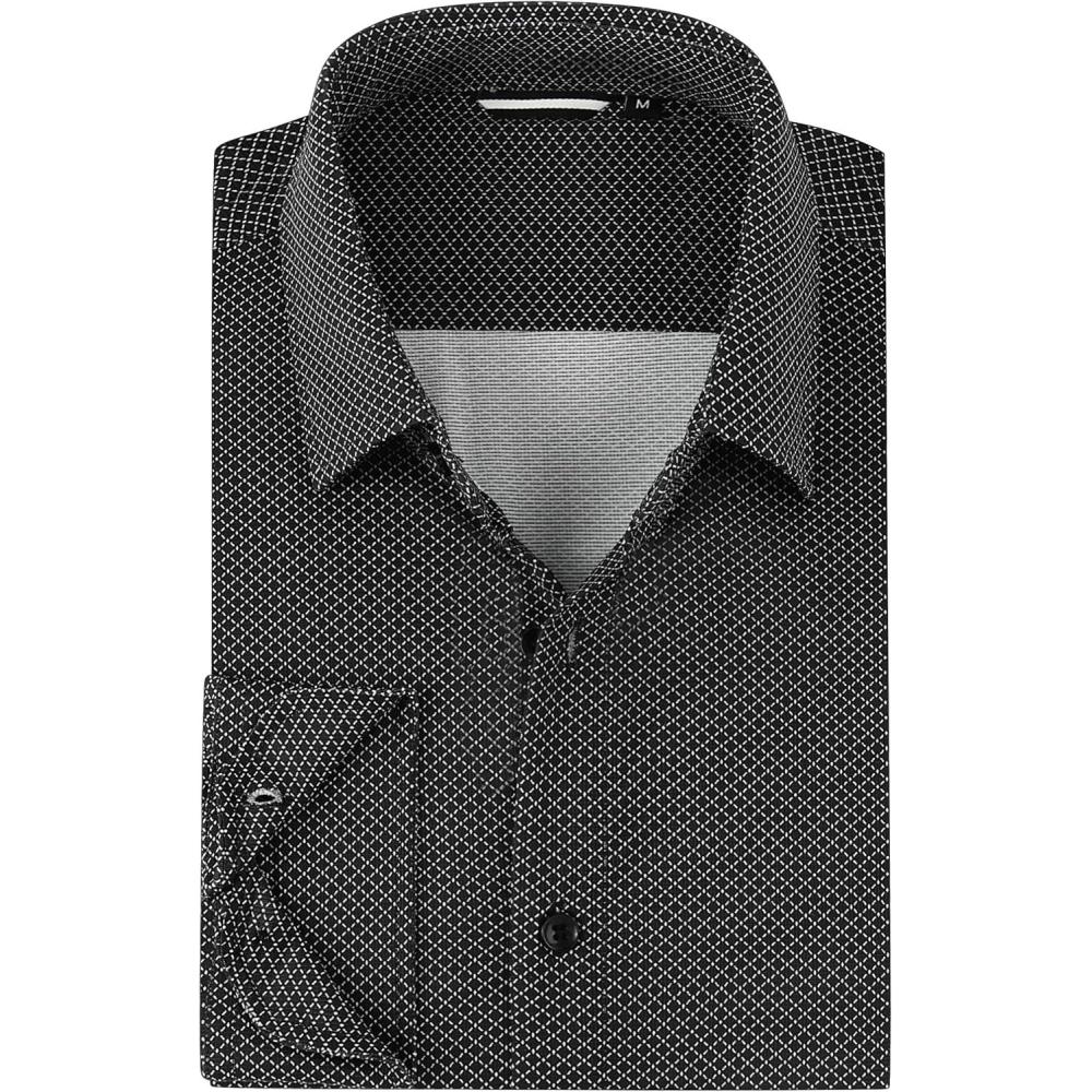 imageAlex Vando Mens Print Button Down Shirts Breathable Long Sleeve Regular Fit Knit Dress Shirts for MenBlack Diamond