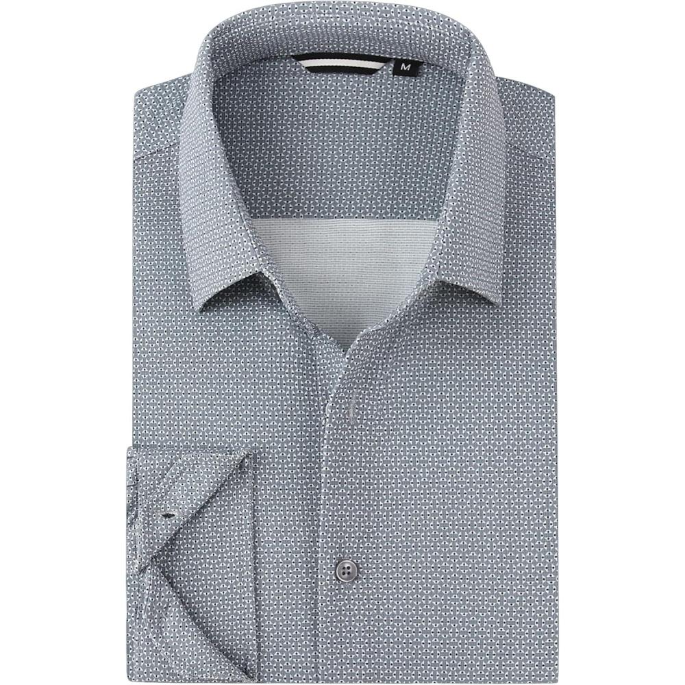 imageAlex Vando Mens Print Button Down Shirts Breathable Long Sleeve Regular Fit Knit Dress Shirts for MenBlack Dots