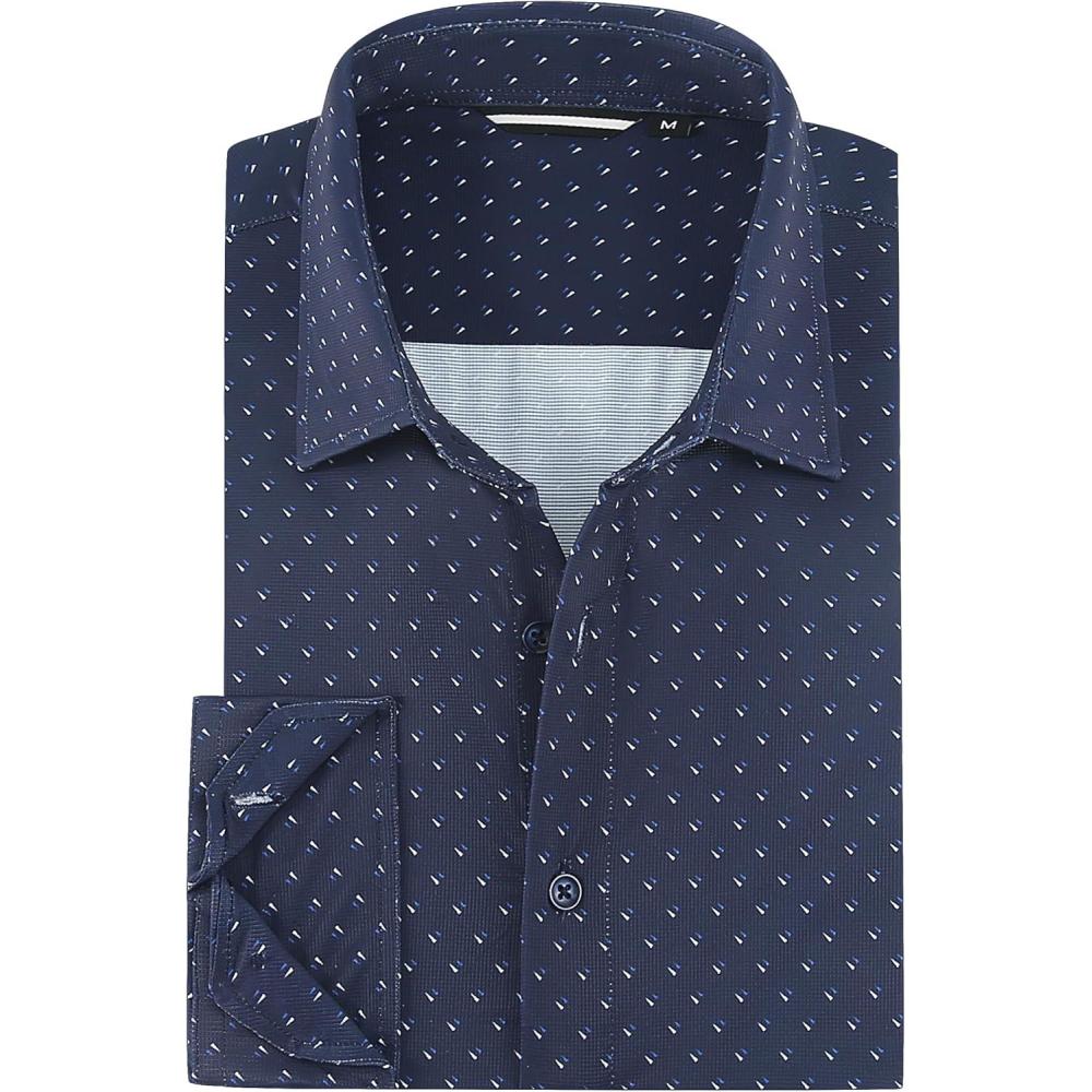 imageAlex Vando Mens Print Button Down Shirts Breathable Long Sleeve Regular Fit Knit Dress Shirts for MenNavy Sail