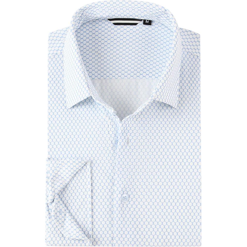 imageAlex Vando Mens Print Button Down Shirts Breathable Long Sleeve Regular Fit Knit Dress Shirts for MenWhite Circle