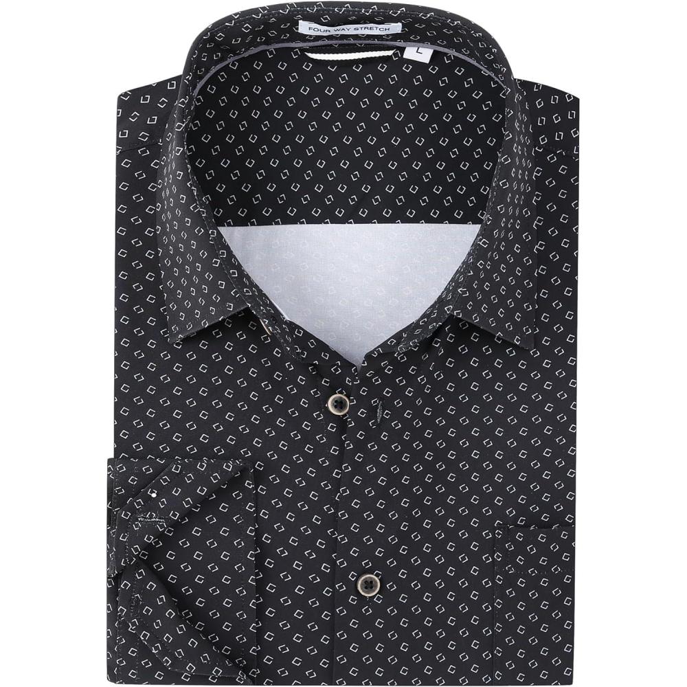 imageAlex Vando Mens Printed Dress Shirts Long Sleeve Regular Fit Button Down ShirtBlack 122