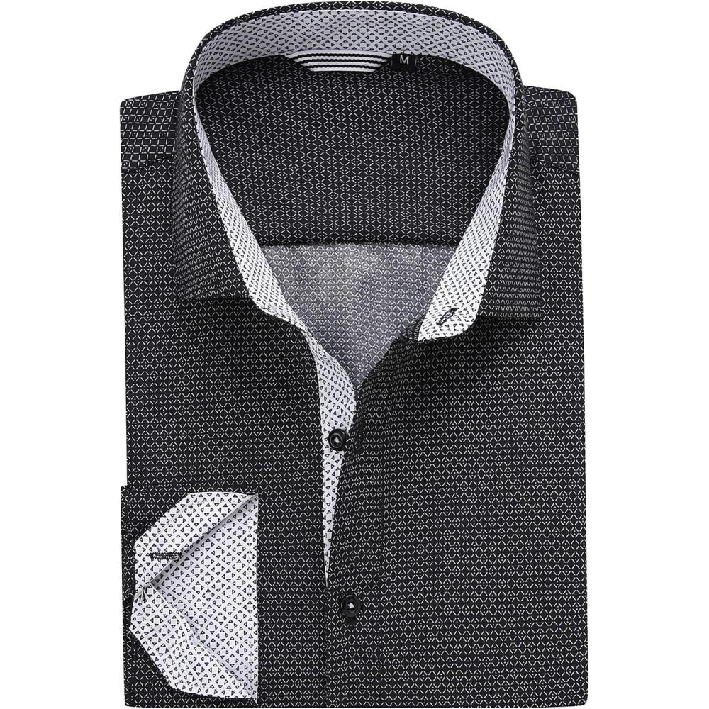 imageAlex Vando Mens Printed Dress Shirts Long Sleeve Regular Fit Button Down ShirtBlack 1767