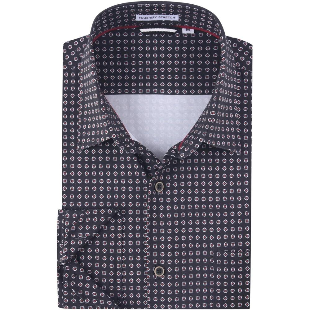 imageAlex Vando Mens Printed Dress Shirts Long Sleeve Regular Fit Button Down ShirtBlack Circle 73