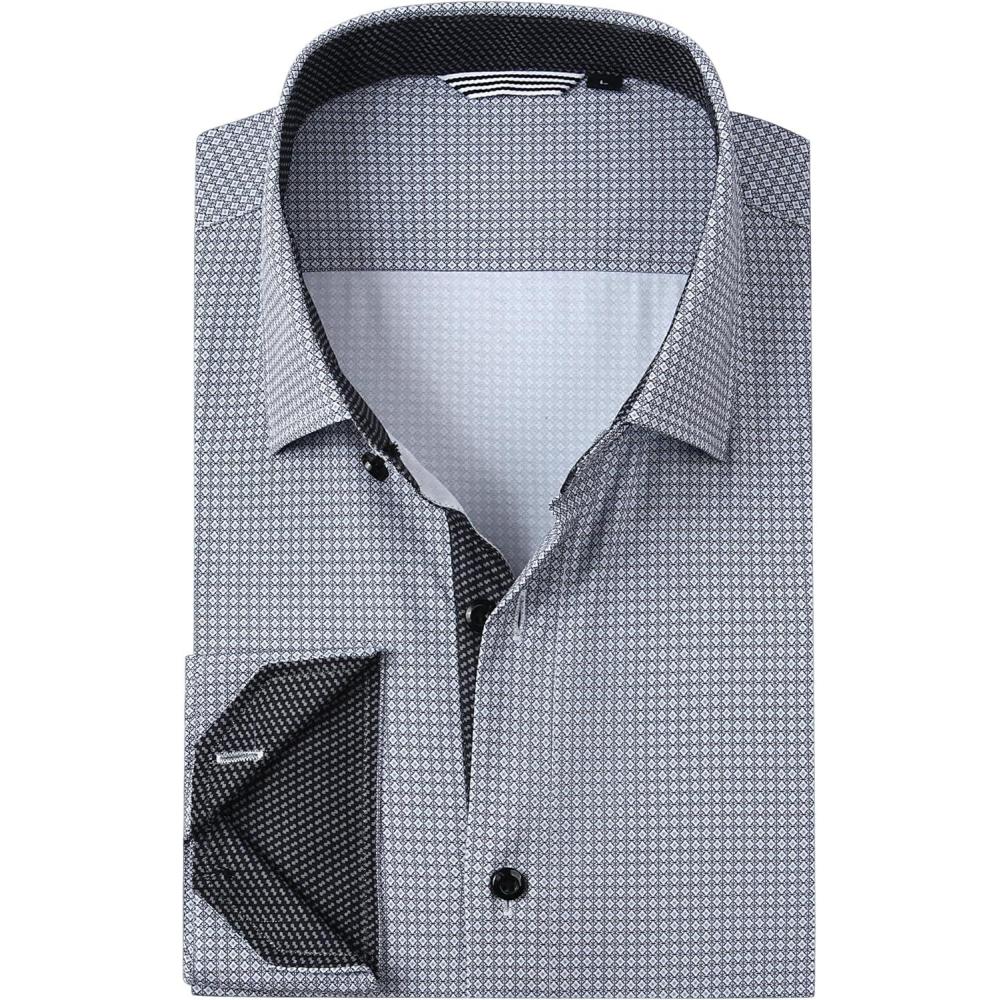 imageAlex Vando Mens Printed Dress Shirts Long Sleeve Regular Fit Button Down ShirtBlack Square 82