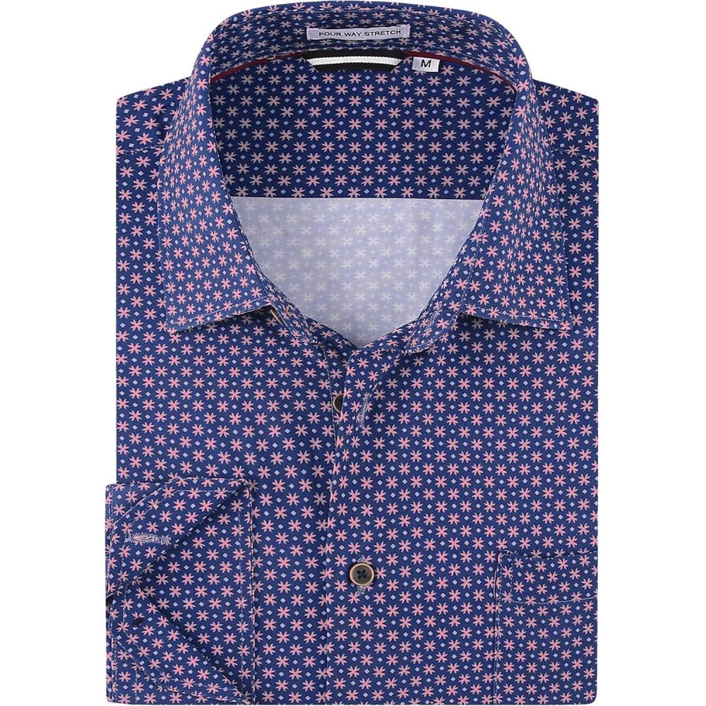 imageAlex Vando Mens Printed Dress Shirts Long Sleeve Regular Fit Button Down ShirtNavy 126