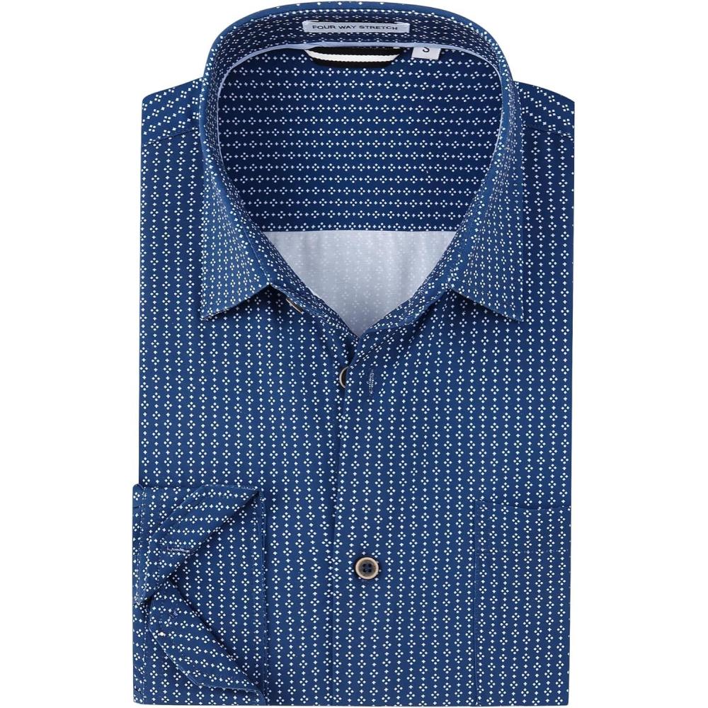 imageAlex Vando Mens Printed Dress Shirts Long Sleeve Regular Fit Button Down ShirtNavy 143