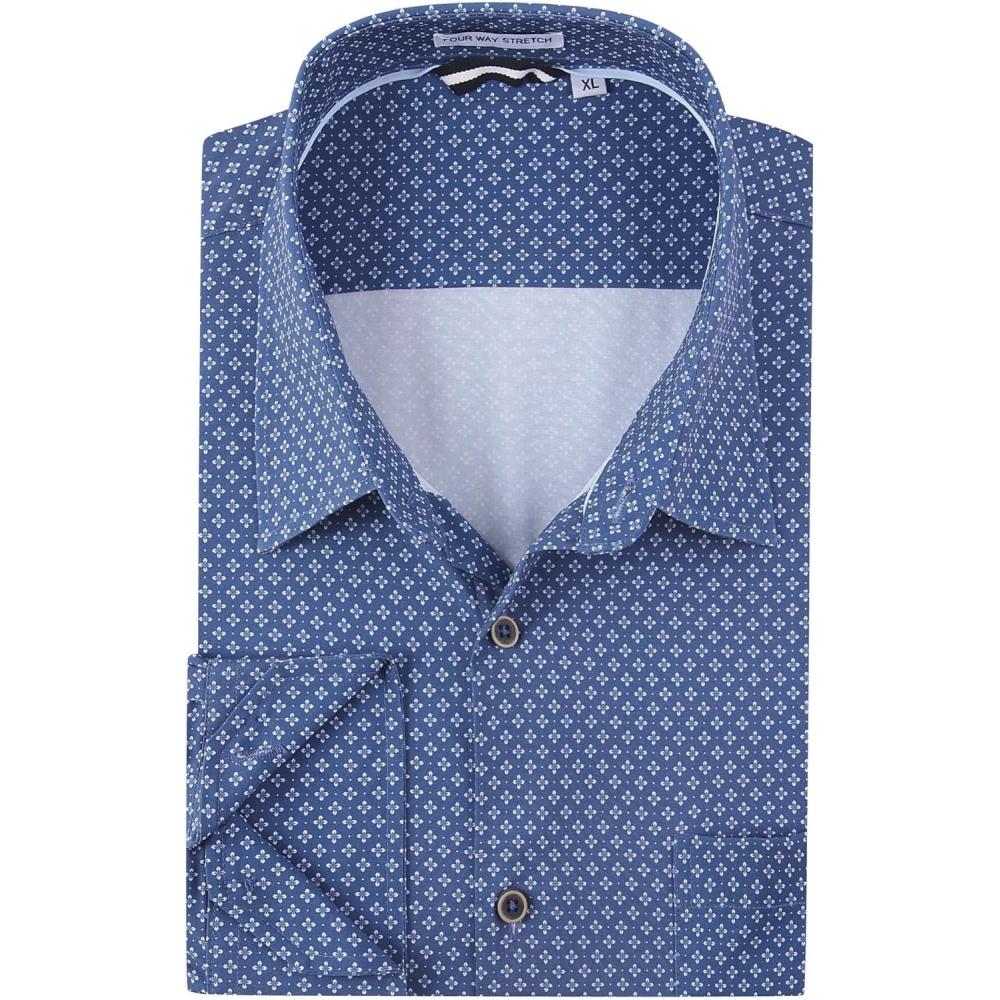 imageAlex Vando Mens Printed Dress Shirts Long Sleeve Regular Fit Button Down ShirtNavy Flower