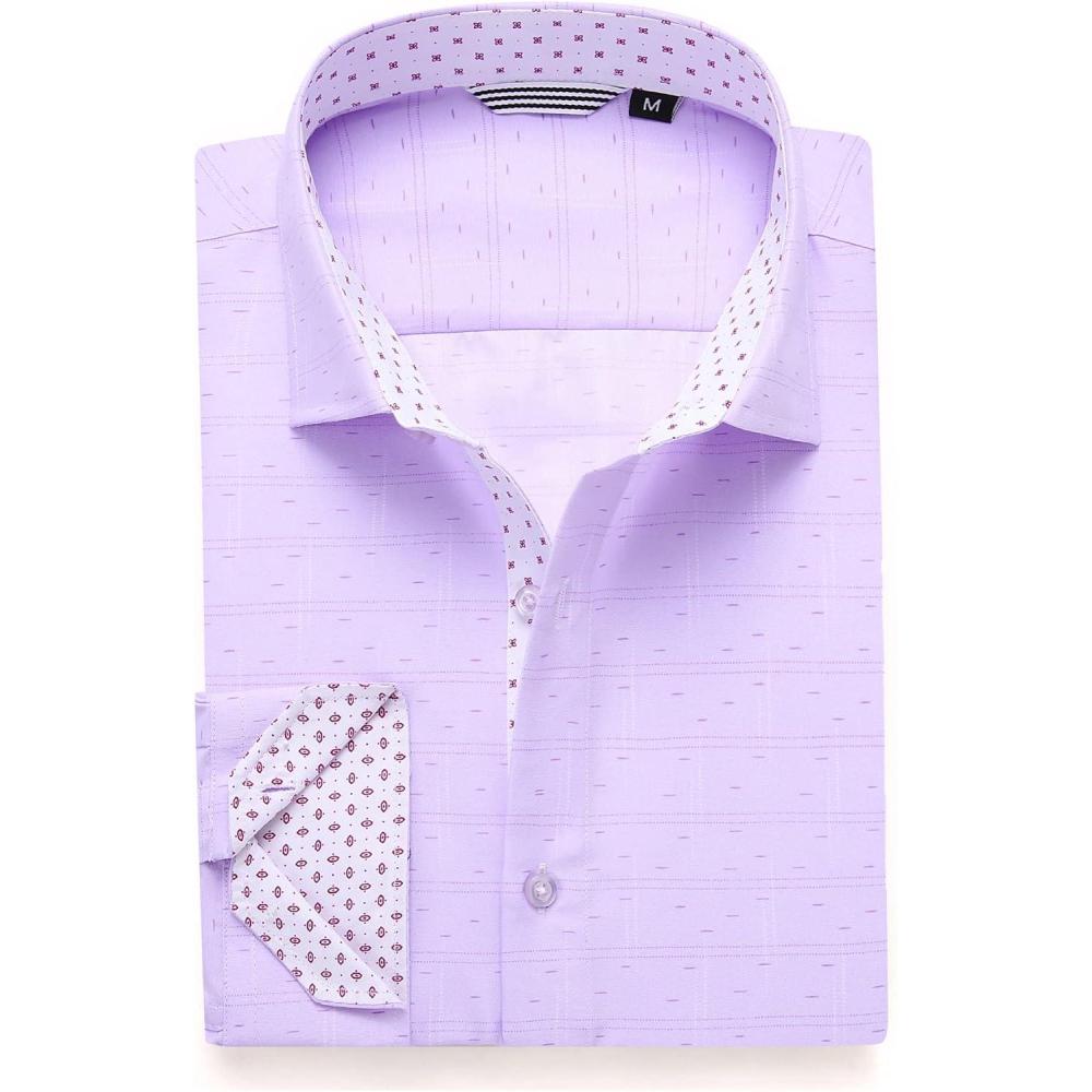 imageAlex Vando Mens Printed Dress Shirts Long Sleeve Regular Fit Button Down ShirtPurple 7281