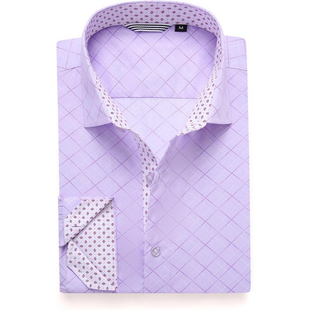 imageAlex Vando Mens Printed Dress Shirts Long Sleeve Regular Fit Button Down ShirtPurple 7686
