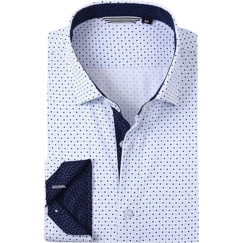 imageAlex Vando Mens Printed Dress Shirts Long Sleeve Regular Fit Button Down ShirtTurquoise Dots 05