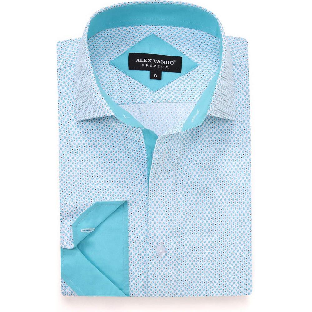 imageAlex Vando Mens Printed Dress Shirts Long Sleeve Regular Fit Button Down ShirtTurquoise1670