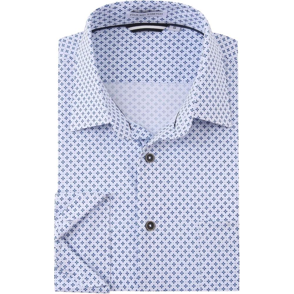 imageAlex Vando Mens Printed Dress Shirts Long Sleeve Regular Fit Button Down ShirtWhite Flower