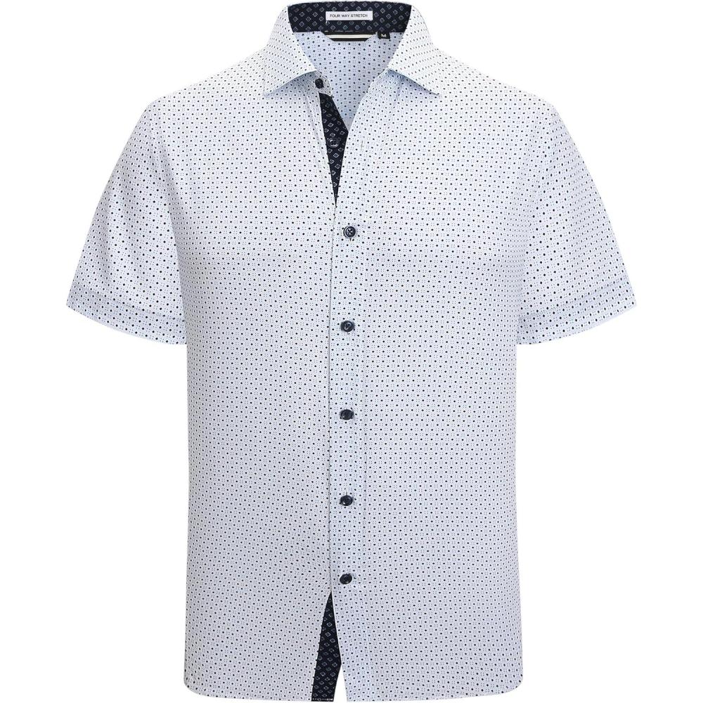 imageAlex Vando Mens Printed Dress Shirts Short Sleeve Easy Care Regular Fit Button Down ShirtTurquoise Dots 4705