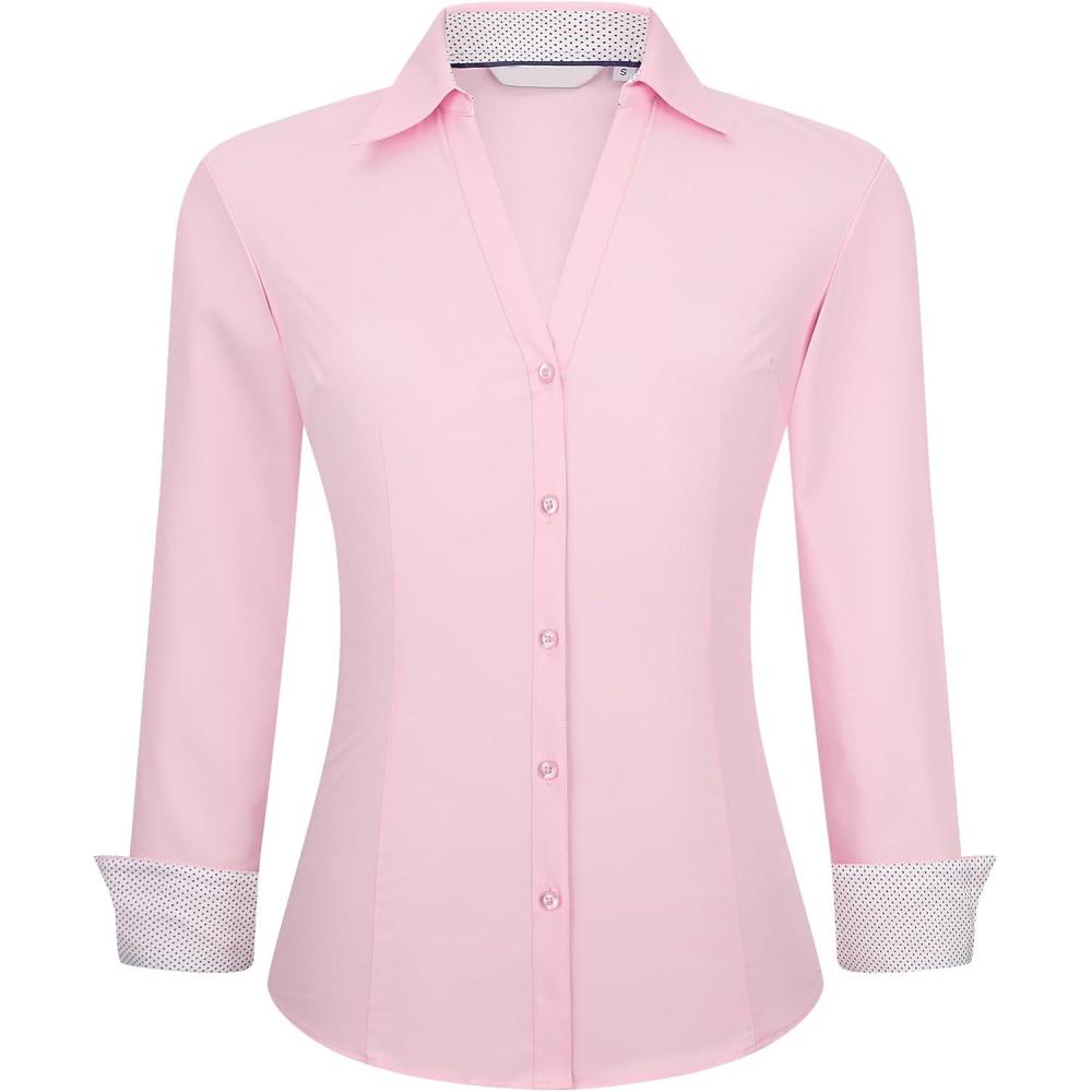 imageAlex Vando Womens Button Down Shirt Wrinkle Free Casual Long Sleeve Work Blouse TopsPink