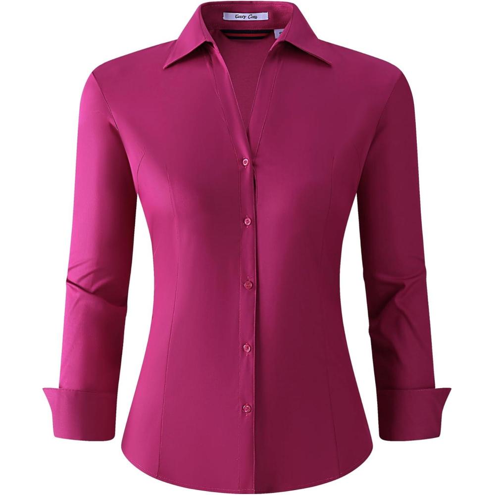 imageAlex Vando Womens Button Down Shirt Wrinkle Free Casual Long Sleeve Work Blouse TopsRose