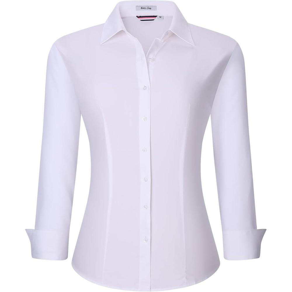 imageAlex Vando Womens Button Down Shirt Wrinkle Free Casual Long Sleeve Work Blouse TopsSolid White