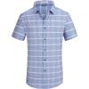 imageAlex Vando Mens Button Down Shirts Wrinkle Free 4Way Stretch Short Sleeve Business Casual ShirtBlueOrange