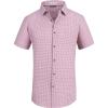 imageAlex Vando Mens Button Down Shirts Wrinkle Free 4Way Stretch Short Sleeve Business Casual ShirtRed Plaid