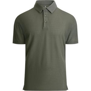 Alex Vando Mens Bubble Jacquard Polo Shirt Super Stretch Short Sleeve Polo Shirts for Men(152 Army)