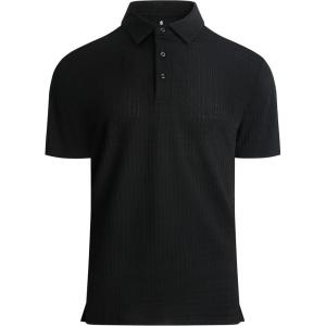Alex Vando Mens Bubble Jacquard Polo Shirt Super Stretch Short Sleeve Polo Shirts for Men(152 Black)