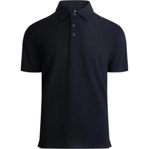 Alex Vando Mens Bubble Jacquard Polo Shirt Super Stretch Short Sleeve Polo Shirts for Men(152 Navy)