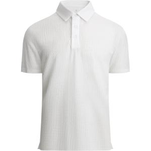 Alex Vando Mens Bubble Jacquard Polo Shirt Super Stretch Short Sleeve Polo Shirts for Men(152 White)