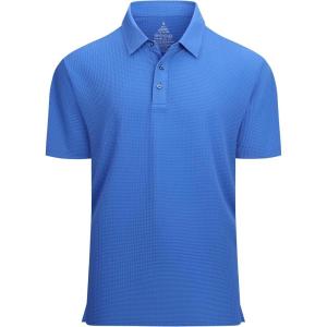 Alex Vando Mens Bubble Jacquard Polo Shirt Super Stretch Short Sleeve Polo Shirts for Men(Royal)