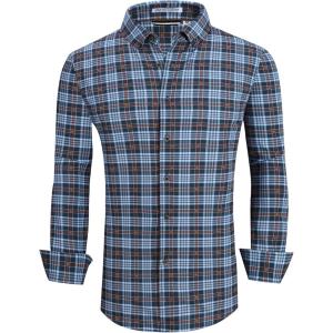 Alex Vando Mens Button Down Shirts Wrinkle Free 4-Way Stretch Print Business Casual Shirt(595 Black)