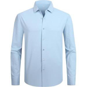 Alex Vando Mens Dress Shirts 8-Way Super Stretch French Placket Business Button Down Shirt Men(Blue)