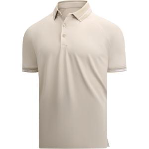 Alex Vando Mens Golf Shirt Cotton-Like Silky Performance Short Sleeve Sports Polo Shirts(Apricot)