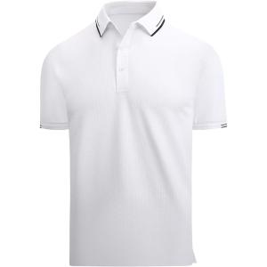 Alex Vando Mens Golf Shirt Moisture Wicking Performance & Polished Style Polo Shirts for Men(White)